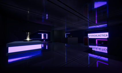 A little peek at the 2nd floor of the station still holding it's theme of metalic and neon textures.